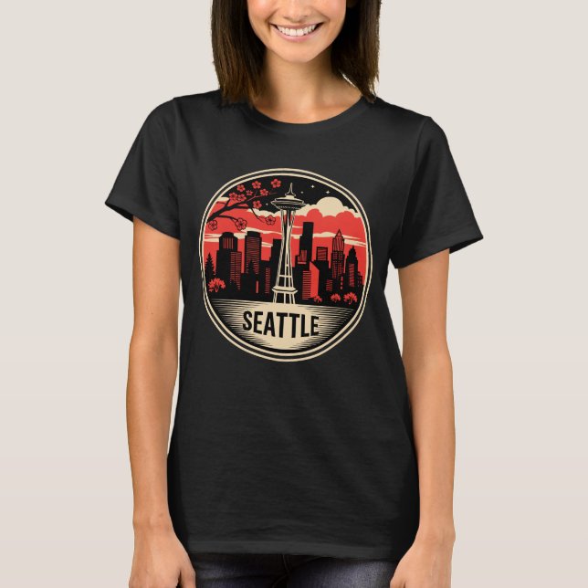 Seattle City Washington USA T Shirt (Framsida)