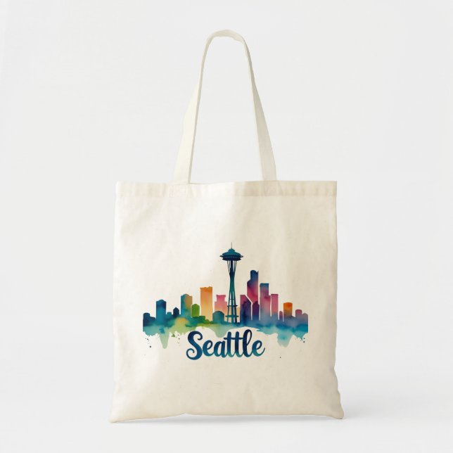 Seattle City watercolor Skyline Tygkasse (Framsidan)