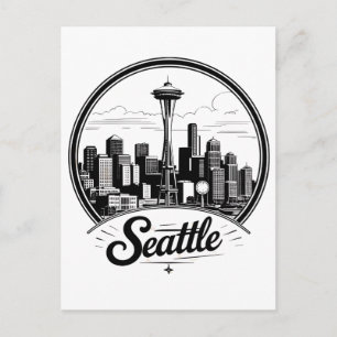 Seattle Citys Siluett Vykort