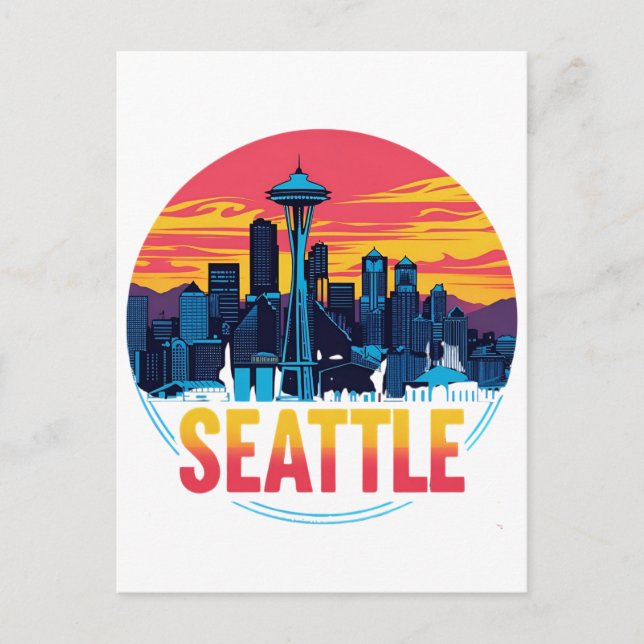 Seattle Citys Siluett Vykort (Framsida)