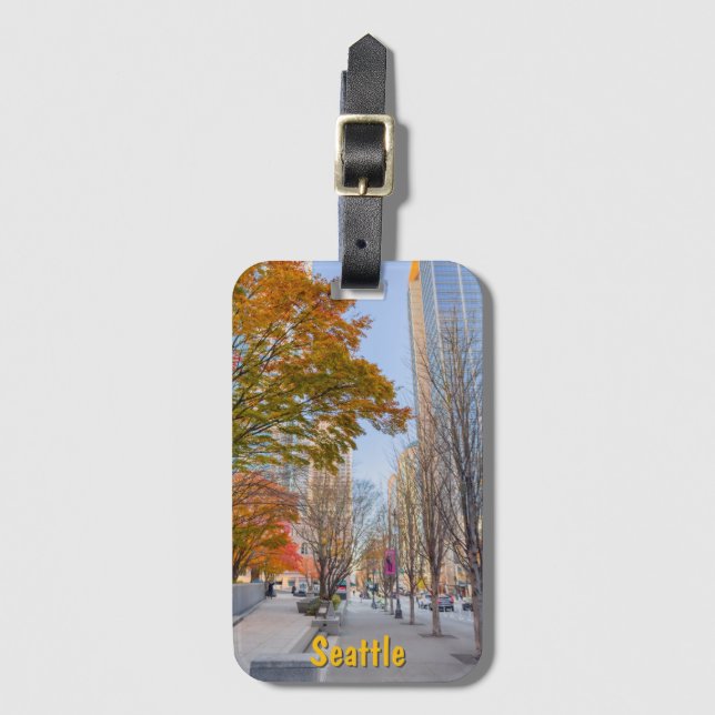 Seattle Cityscape in Autumn Bagagebricka (Framsida vertikal)