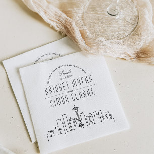 Seattle Deco Skyline   Bröllop Event Napkins Pappersservett