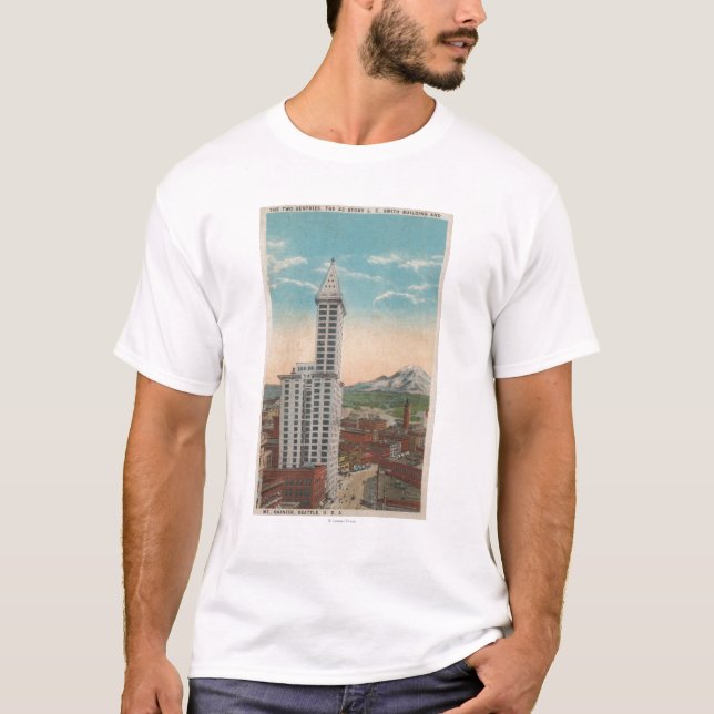 Seattle det WASmith torn beskådar & Mount Rainier T Shirt (Framsida)