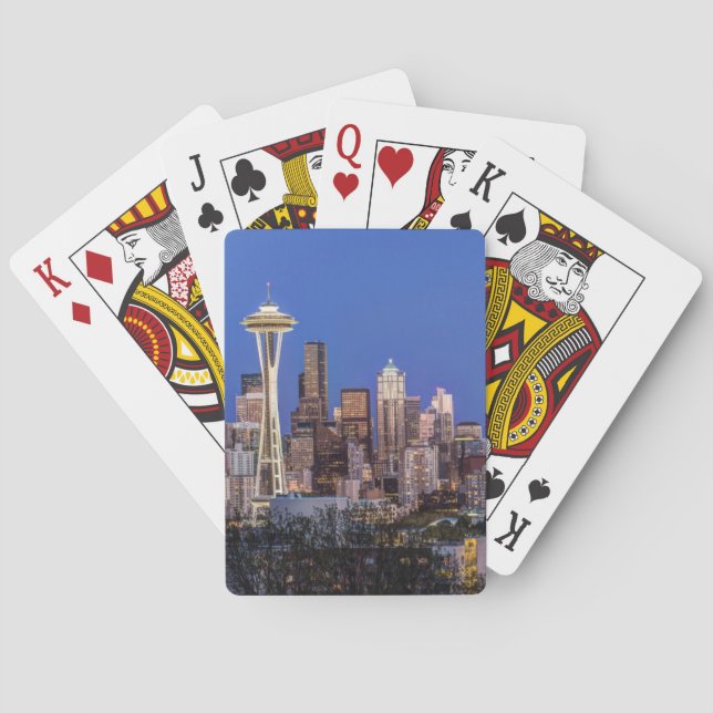Seattle, Downtown och Mt. Rainier i skymningen Spel Kort (Baksidan)