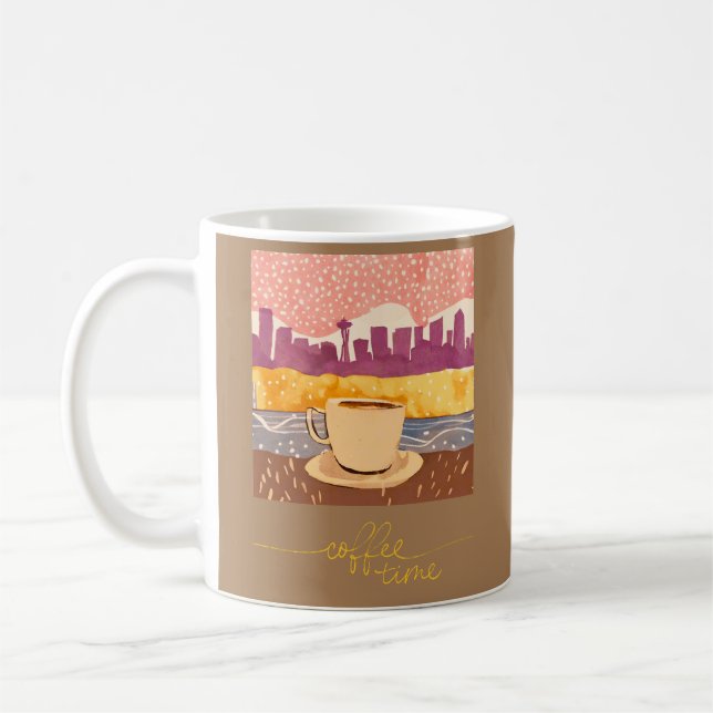 Seattle Drizzle och Coffee Vatten Färg Kaffemugg (Vänster)