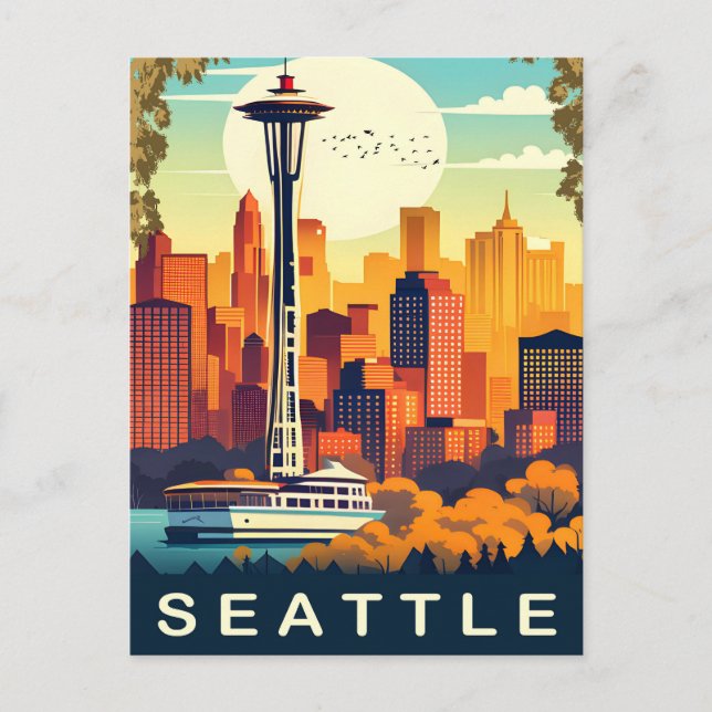Seattle, Duwamishfloden, Kryssning, Resa Vykort (Framsida)