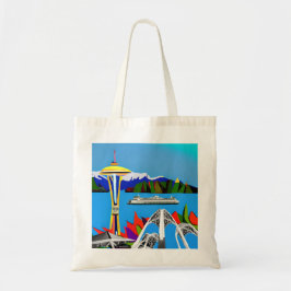 Seattle Emerald City Image Tote Bag Tygkasse