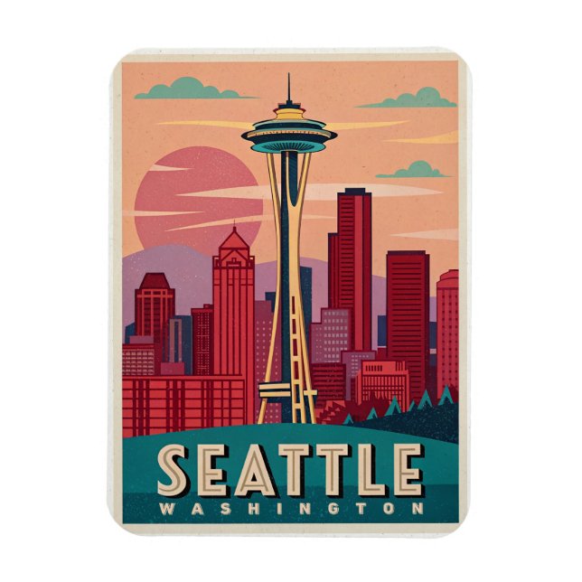 Seattle - Emerald City Skyline Magnet (Vertikal)