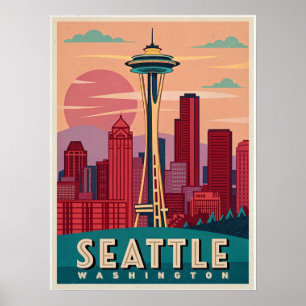 Seattle - Emerald City Skyline Poster