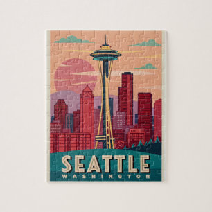 Seattle - Emerald City Skyline Pussel