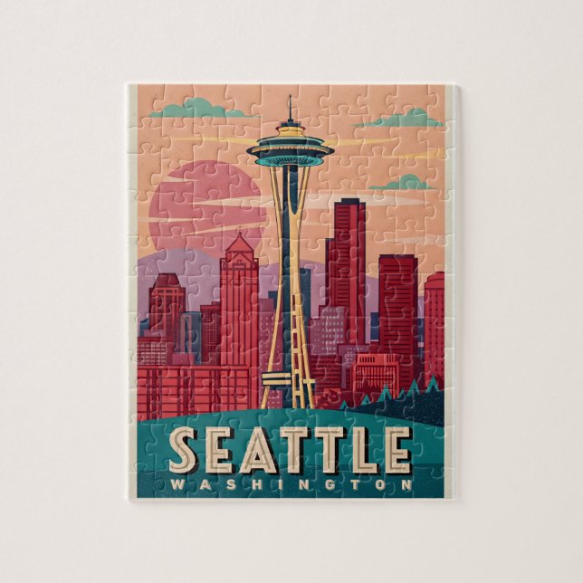 Seattle - Emerald City Skyline Pussel (Vertikal)