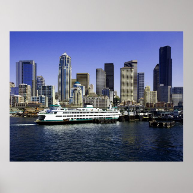 Seattle Färja och Byggnader Affisch (Framsidan)