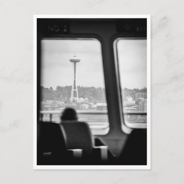 Seattle Färja Svart & Vit Pudget Sound PNW  Vykort (Framsida)