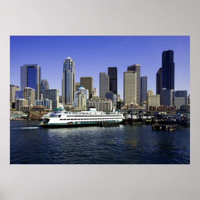 Seattle Ferry och Byggnad Poster (Framsidan)