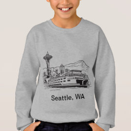 Seattle Ferry & Skyline Line Art Washington Tröja