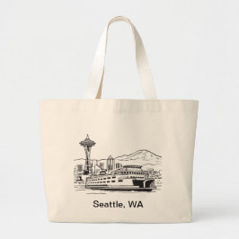 Seattle Ferry Washington State Line Art Jumbo Tygkasse