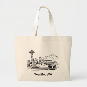 Seattle Ferry Washington State Line Art Jumbo Tygkasse