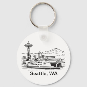 Seattle Ferry Washington State Line Art Nyckelring