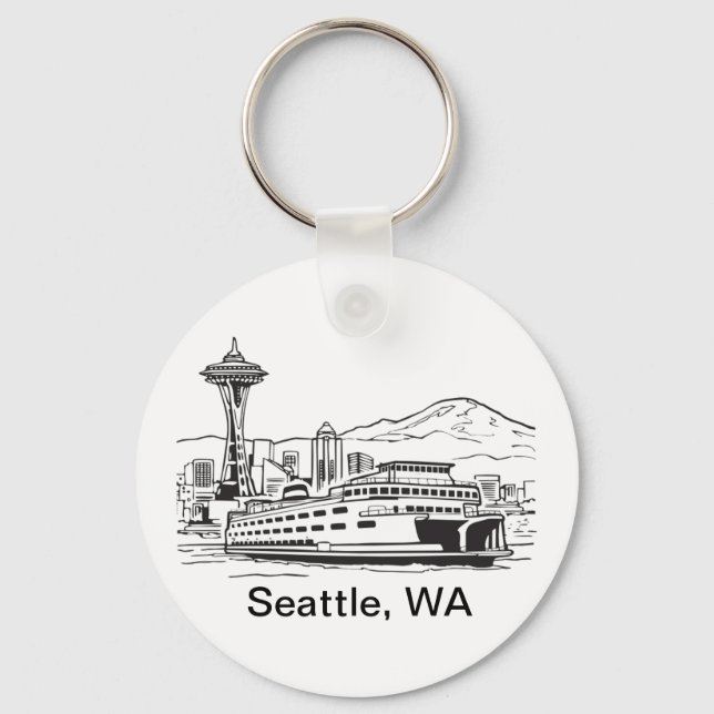 Seattle Ferry Washington State Line Art Nyckelring (Framsida)
