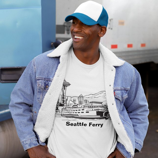 Seattle Ferry Washington State Line Art T-shirt (Skapare uppladdad)