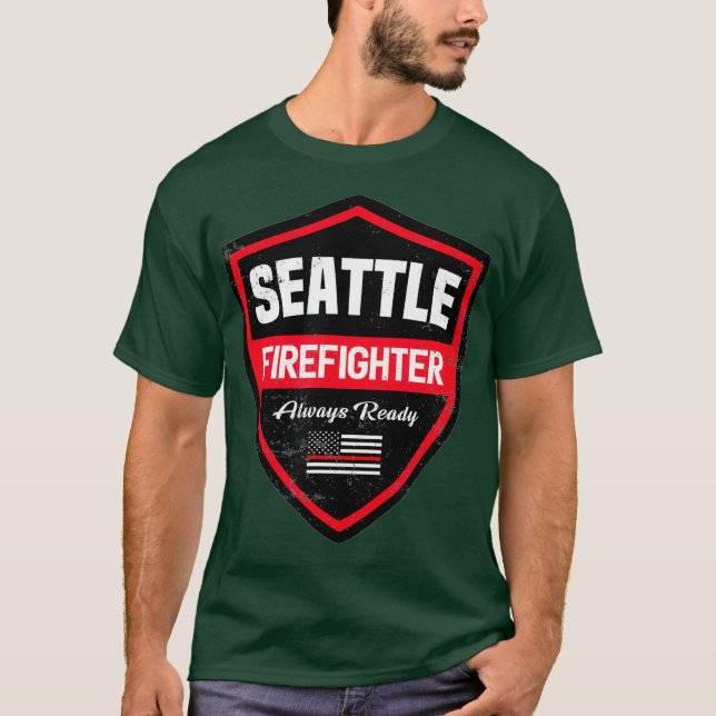 Seattle Fire Rädding Firefighter First Responder T Shirt (Framsida)