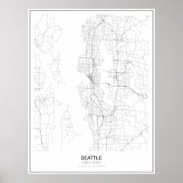 Seattle, Förenade Stater-Karta Poster