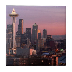 Seattle från den Kerry park.en Kakelplatta