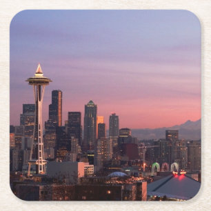 Seattle från den Kerry park.en Underlägg Papper Kvadrat