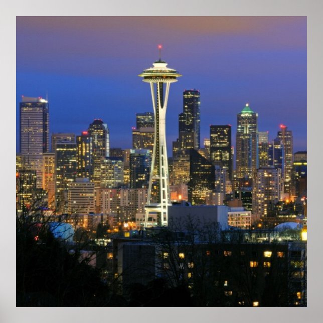 Seattle från Kerry Park i Queen Anne Poster (Framsidan)