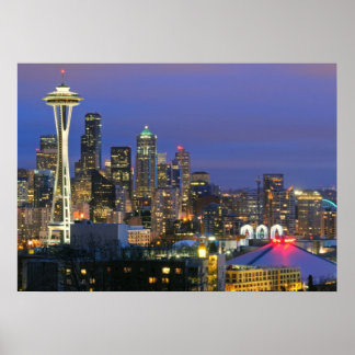 Seattle från Kerry Park i Queen Anne Poster