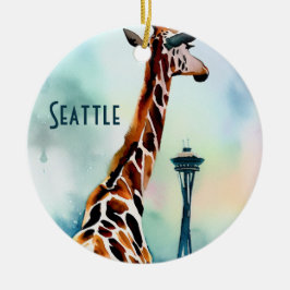 Seattle Giraffe jul Souvenir Julgransprydnad Keramik