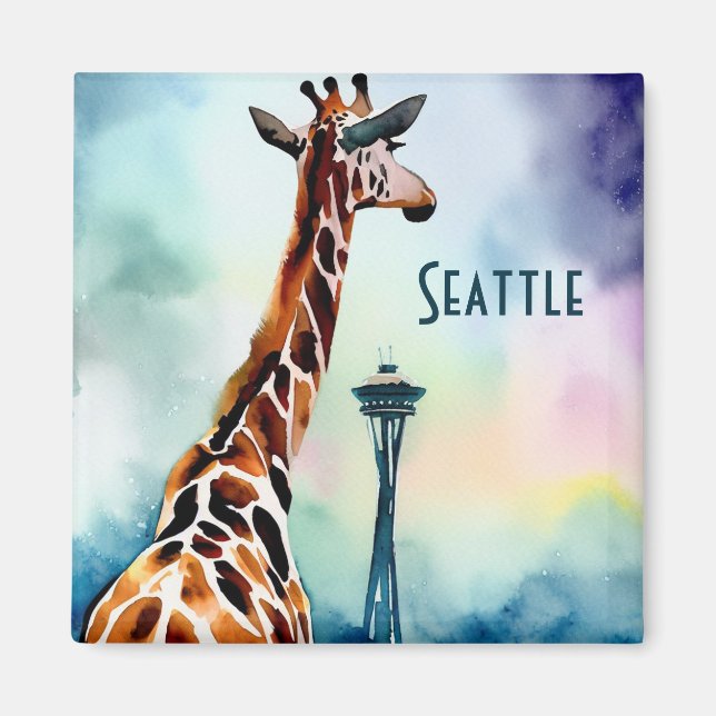 Seattle Giraffe Magnet (Framsidan)