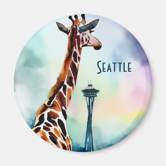 Seattle Giraffe Magnet (Framsidan)