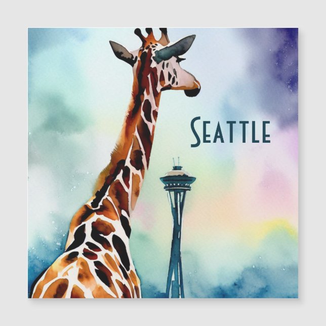 Seattle Giraffe Magnetic Card (Framsida)