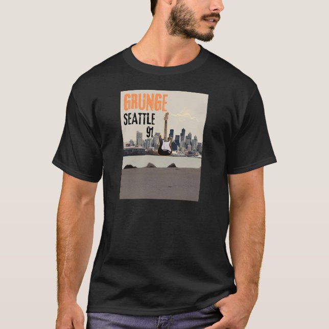 Seattle Grunge 1991 Music Vibe T Shirt (Framsida)