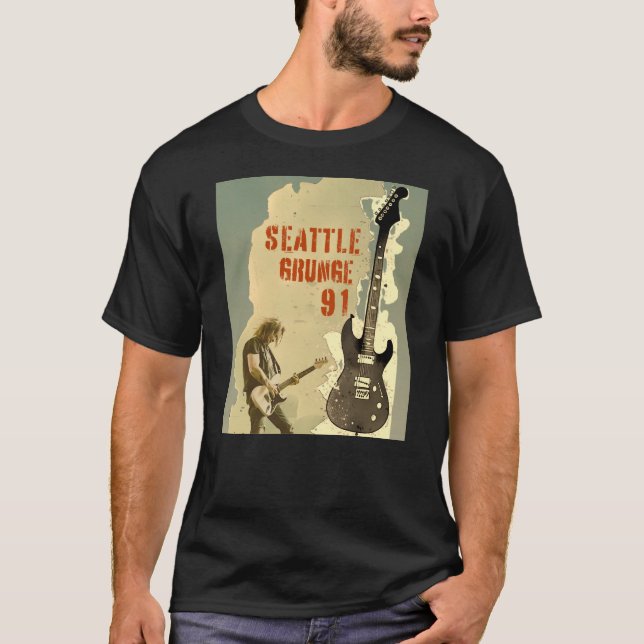 Seattle Grunge Music 1991 T Shirt (Framsida)