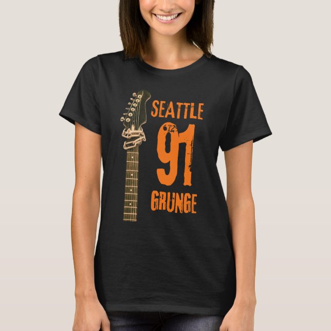 Seattle Grunge Music 1991 T Shirt (Framsida)