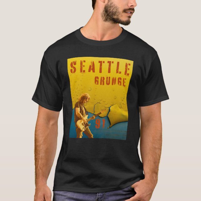 Seattle Grunge Music 1991 T Shirt (Framsida)