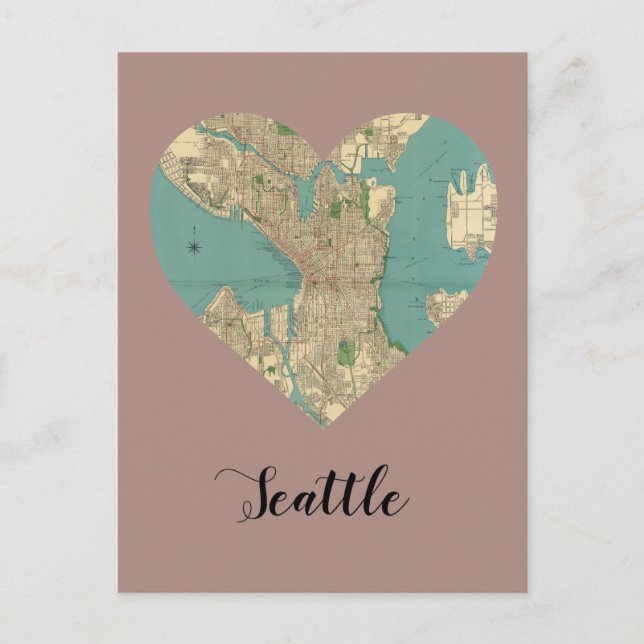 Seattle Heart Karta Vykort (Framsida)