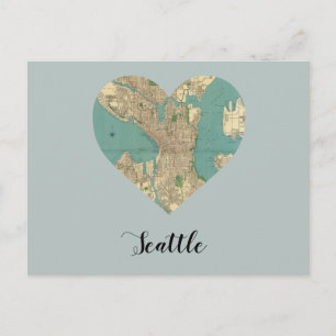 Seattle Heart Karta Vykort