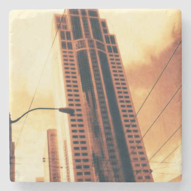 Seattle-höghus - Sepia Underlägg Sten (Framsidan)