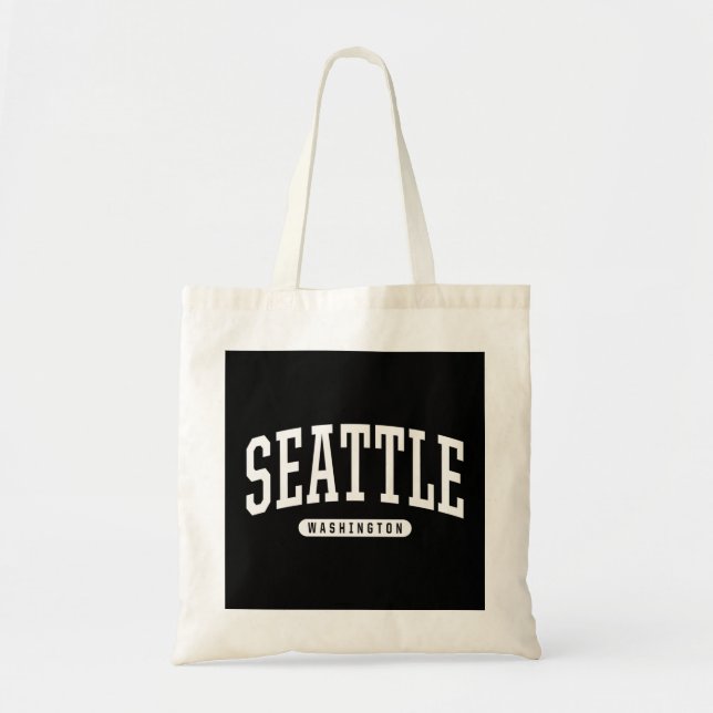 Seattle Hoodie Sweatshirt College Universiteten St Tygkasse (Framsidan)