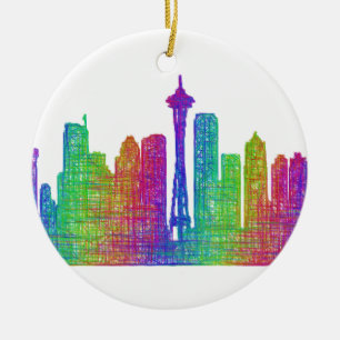 Seattle horisont julgransprydnad keramik