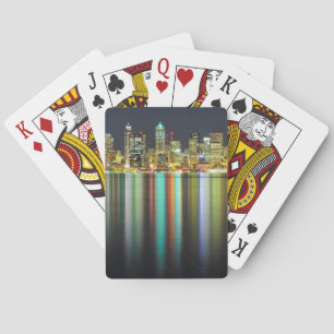 Seattle horisont på natten med reflexion casinokort