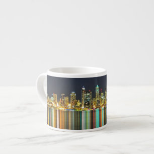 Seattle horisont på natten med reflexion espressomugg