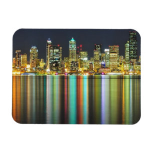 Seattle horisont på natten med reflexion magnet