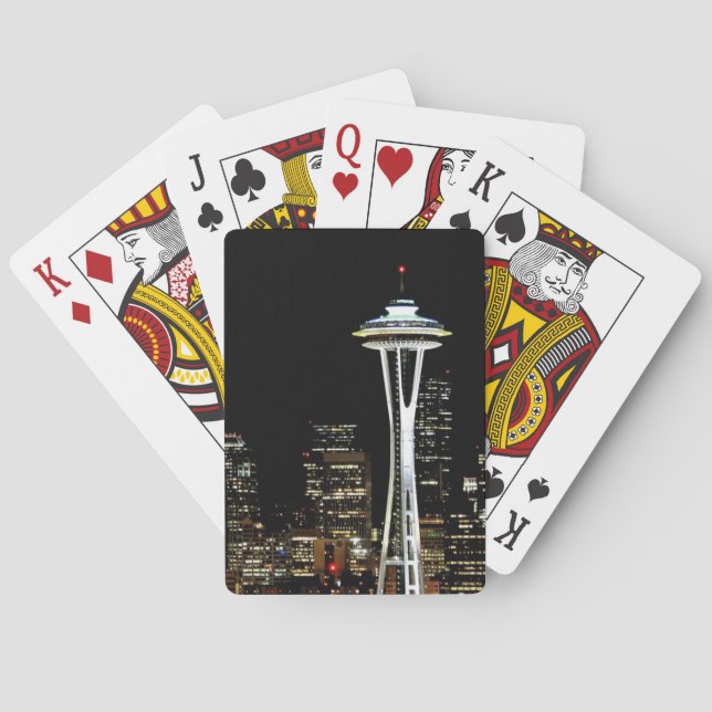 Seattle horisont på natten, med utrymmevisaren casinokort (Baksidan)