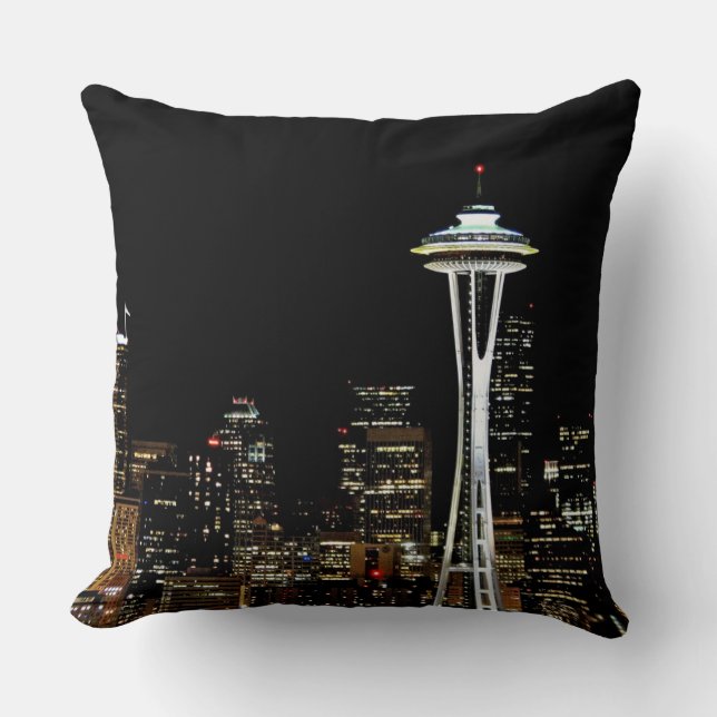 Seattle horisont på natten, med utrymmevisaren kudde (Framsida)