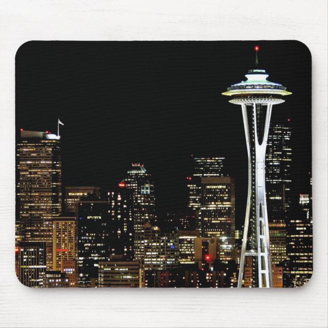 Seattle horisont på natten, med utrymmevisaren musmatta (Framsidan)