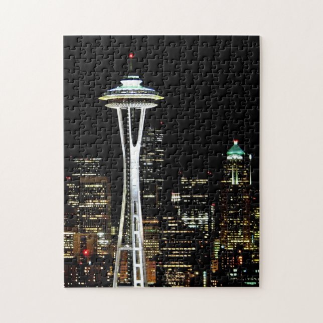 Seattle horisont på natten, med utrymmevisaren pussel (Vertikal)